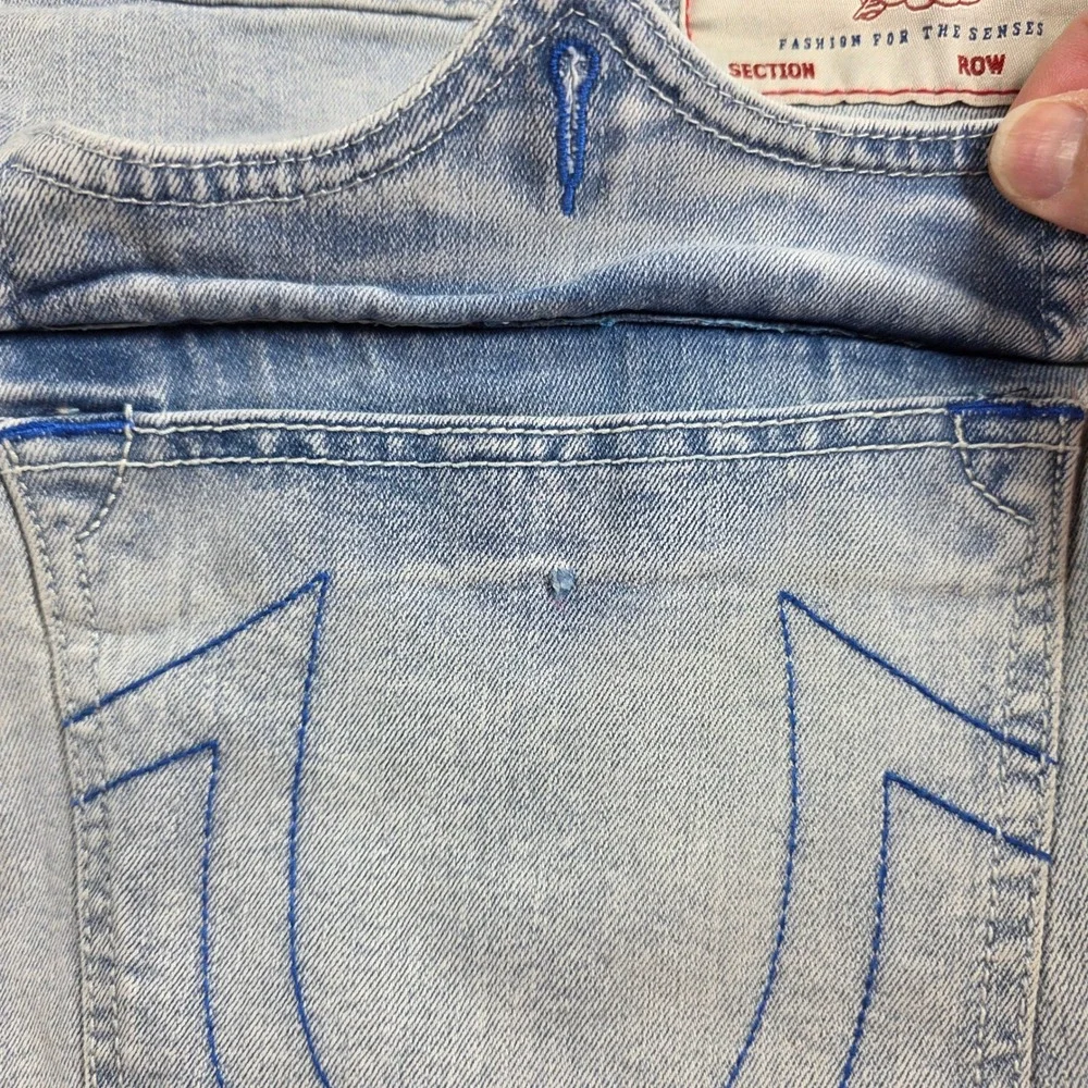 True Religion Ricky Jeans Men 42 Light Wash Blue Relaxed‎ Straight Flap Pockets